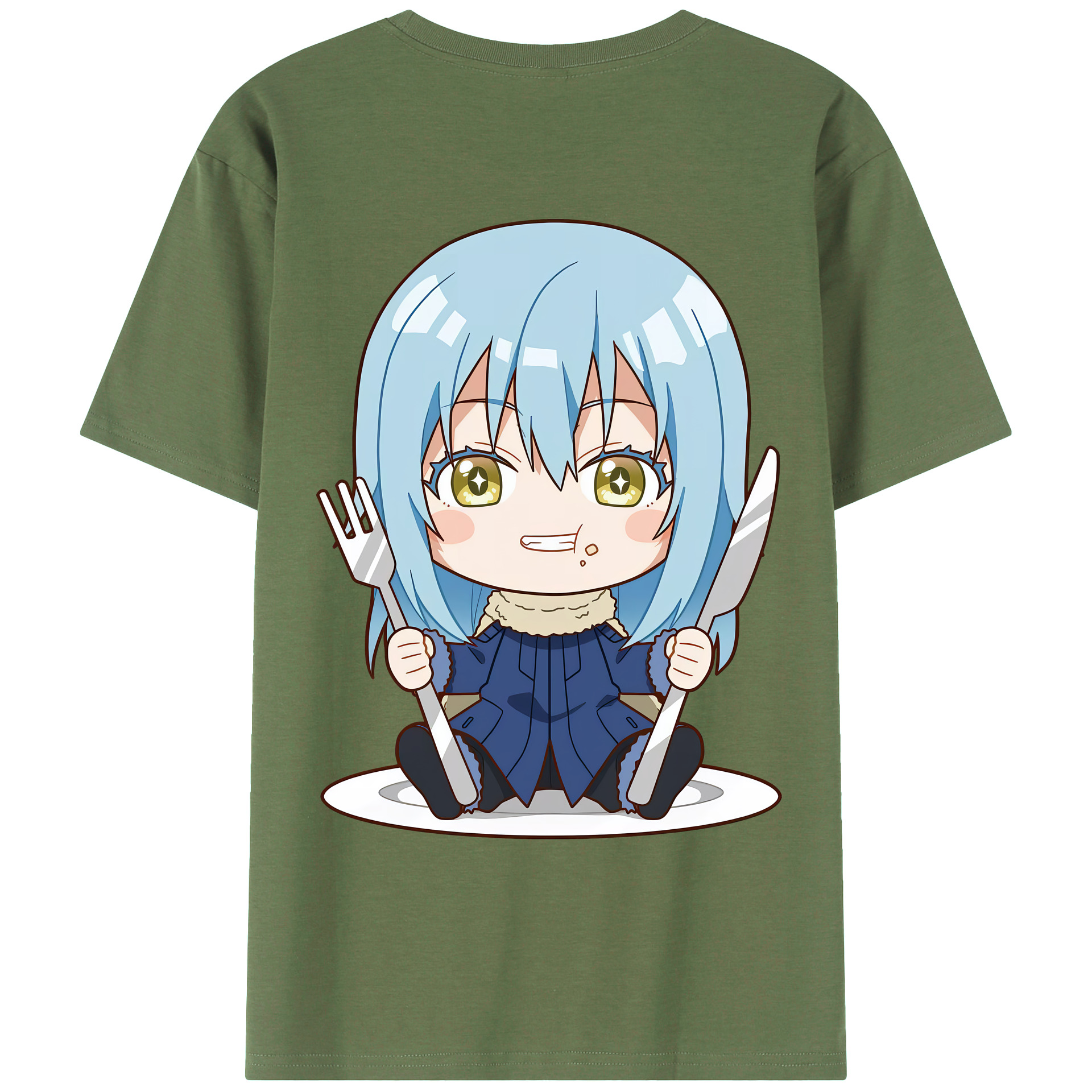 （画像用） 転スラ Regarding Reincarnated to Slime 綿100％ メンズ半袖Tシャツ（バックプリント） 通気性